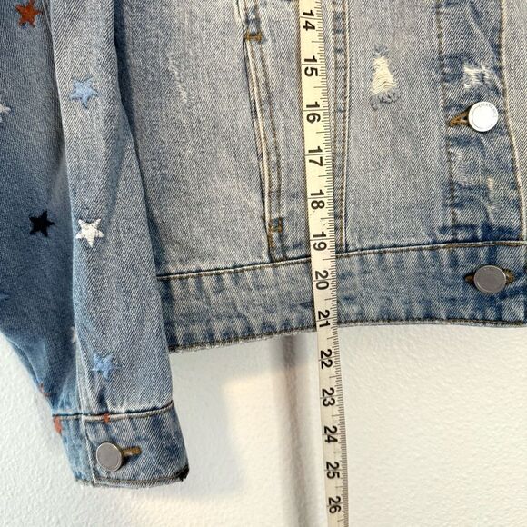 BLANK NYC Star Embroidered Born in USA Denim Jacket Size Small - Picture 5 of 10